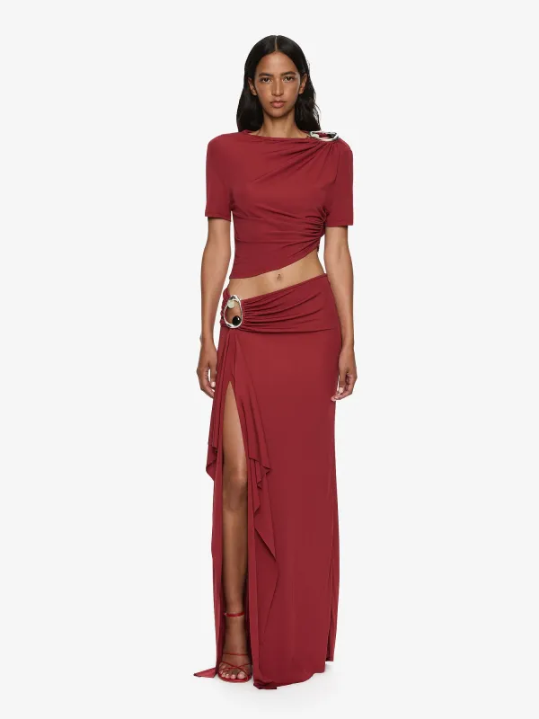 Orica Crystal Cascade Jersey Skirt made by Christopher Esber