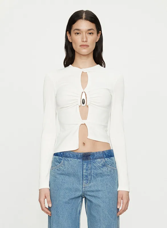 Crystal Pendant Open Twist Long Sleeve Top sold by Christopher Esber