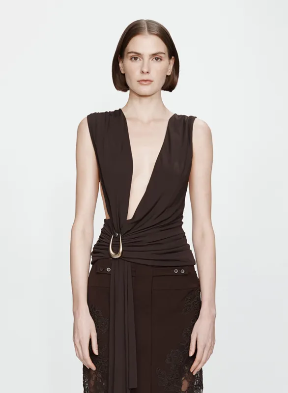 Stone Pin Scarf Drape Top made by Christopher Esber