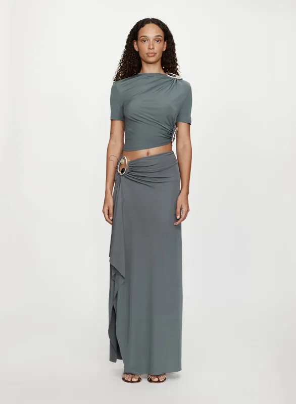 Orica Crystal Cascade Jersey Skirt made by Christopher Esber