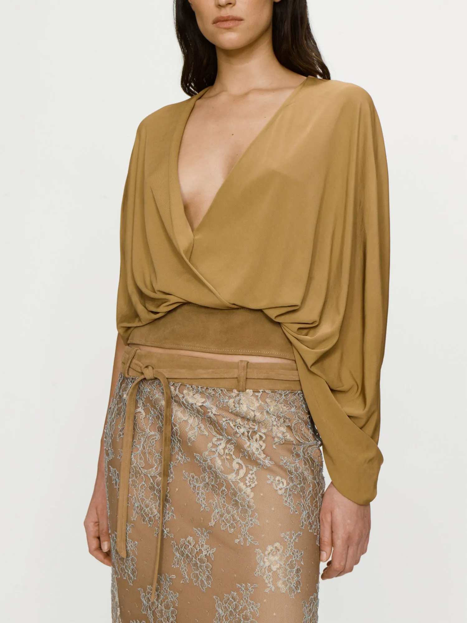 Sèpienne Lace Belted Suede Skirt sold by Christopher Esber product image thumbnail 3