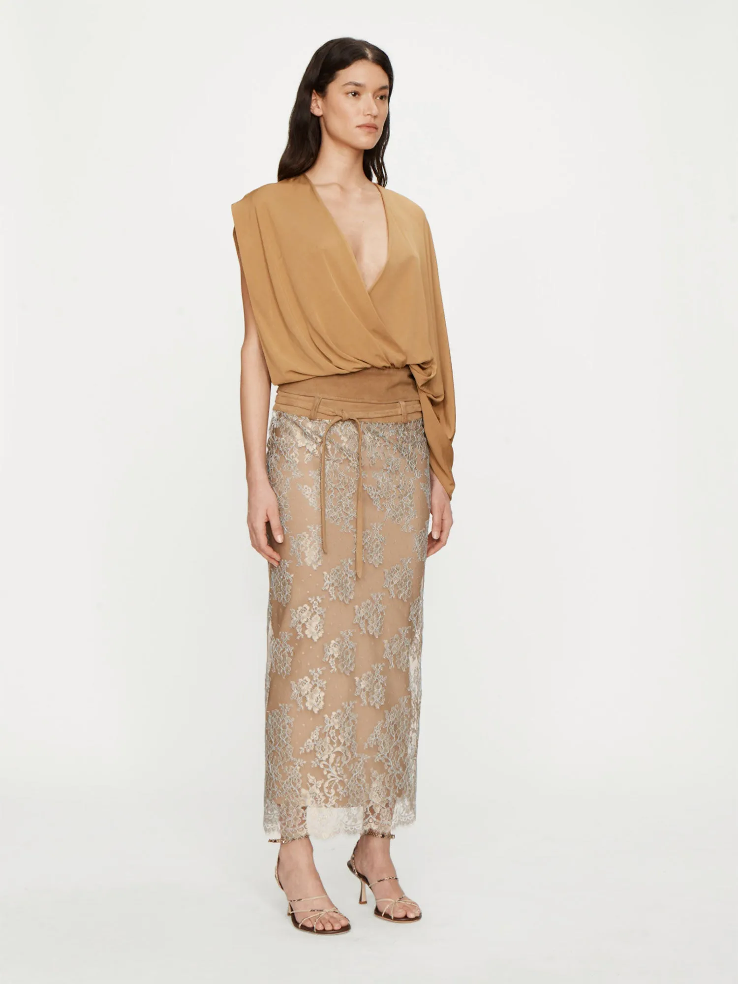 Sèpienne Lace Belted Suede Skirt sold by Christopher Esber product image thumbnail 2