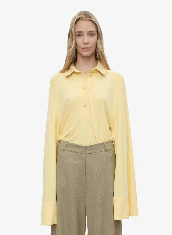 Deconstruct Denim Long Sleeve Polo made by Christopher Esber