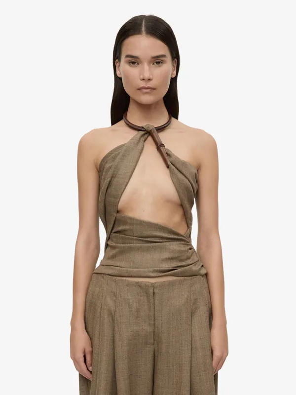 Chime Necklace Herringbone Halter Top made by Christopher Esber