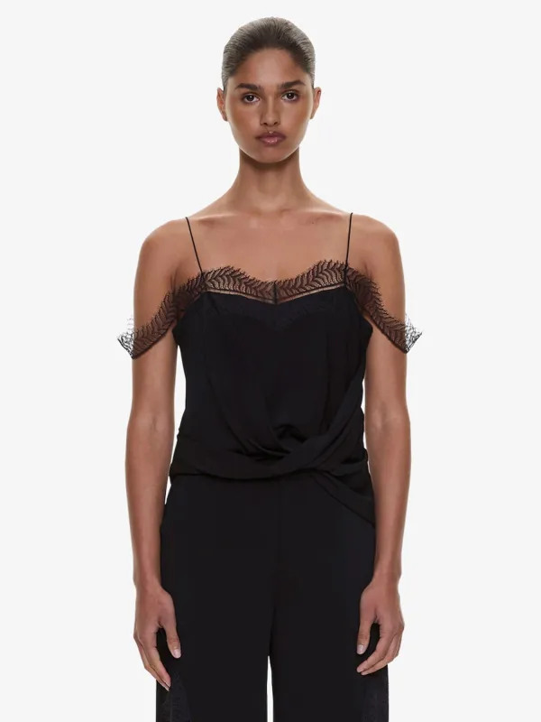 Miro Split Lace Draped Cami made by Christopher Esber