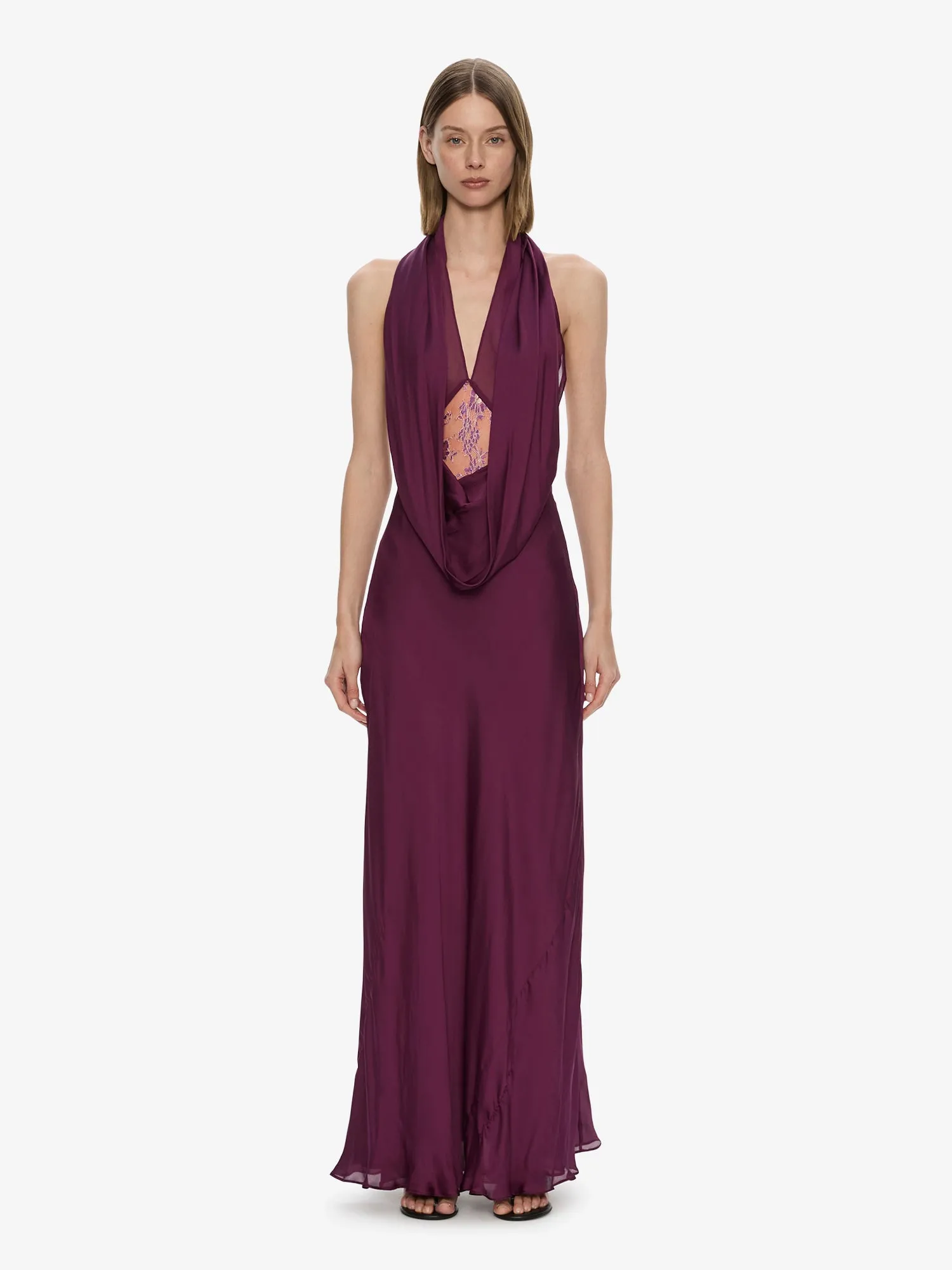 Cesura Cowl Lace Halter Gown sold by Christopher Esber