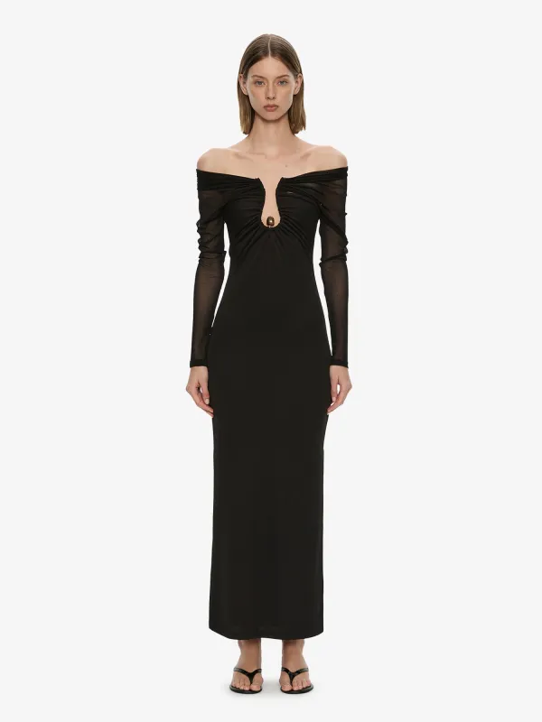 Orbit Ruched Sheer Rib Column Dress made by Christopher Esber