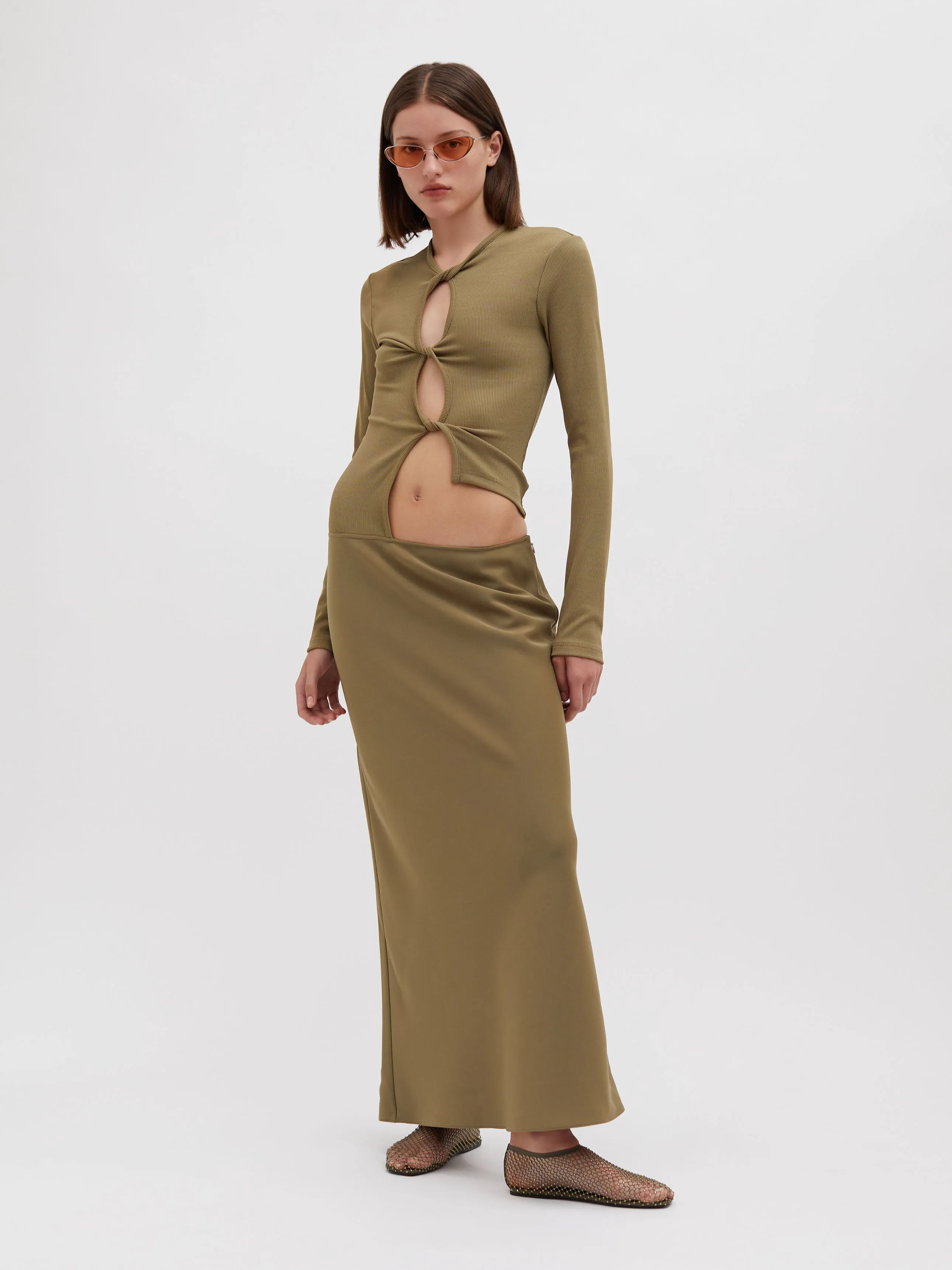 Open Twist Satin Long Sleeve Dress sold by Christopher Esber product image thumbnail 5