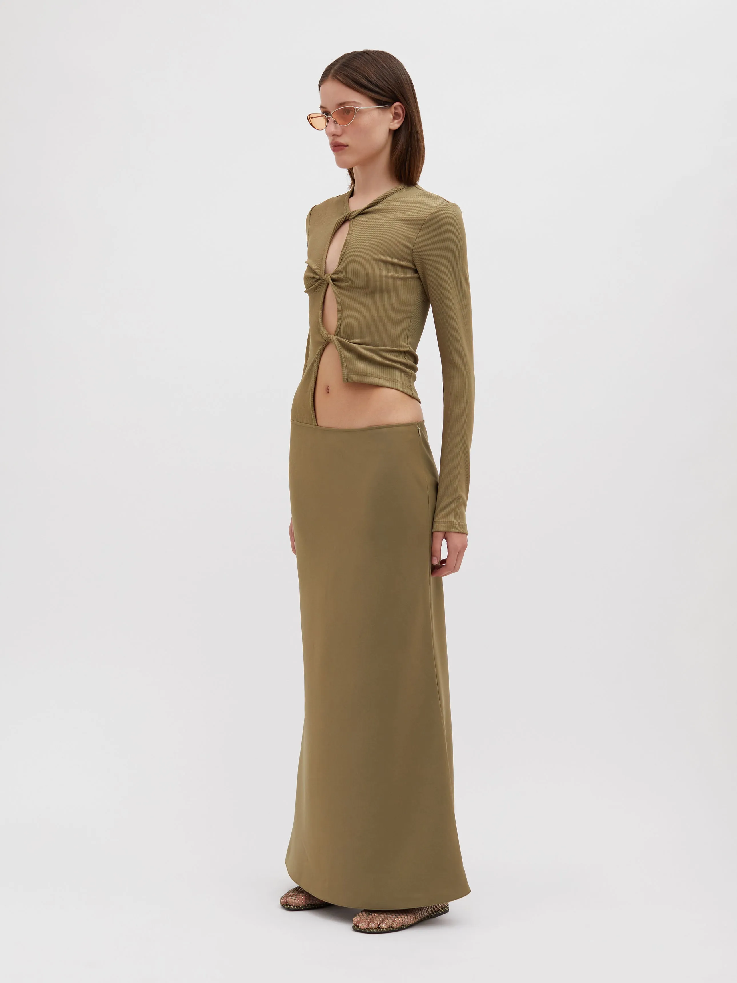 Open Twist Satin Long Sleeve Dress sold by Christopher Esber product image thumbnail 3