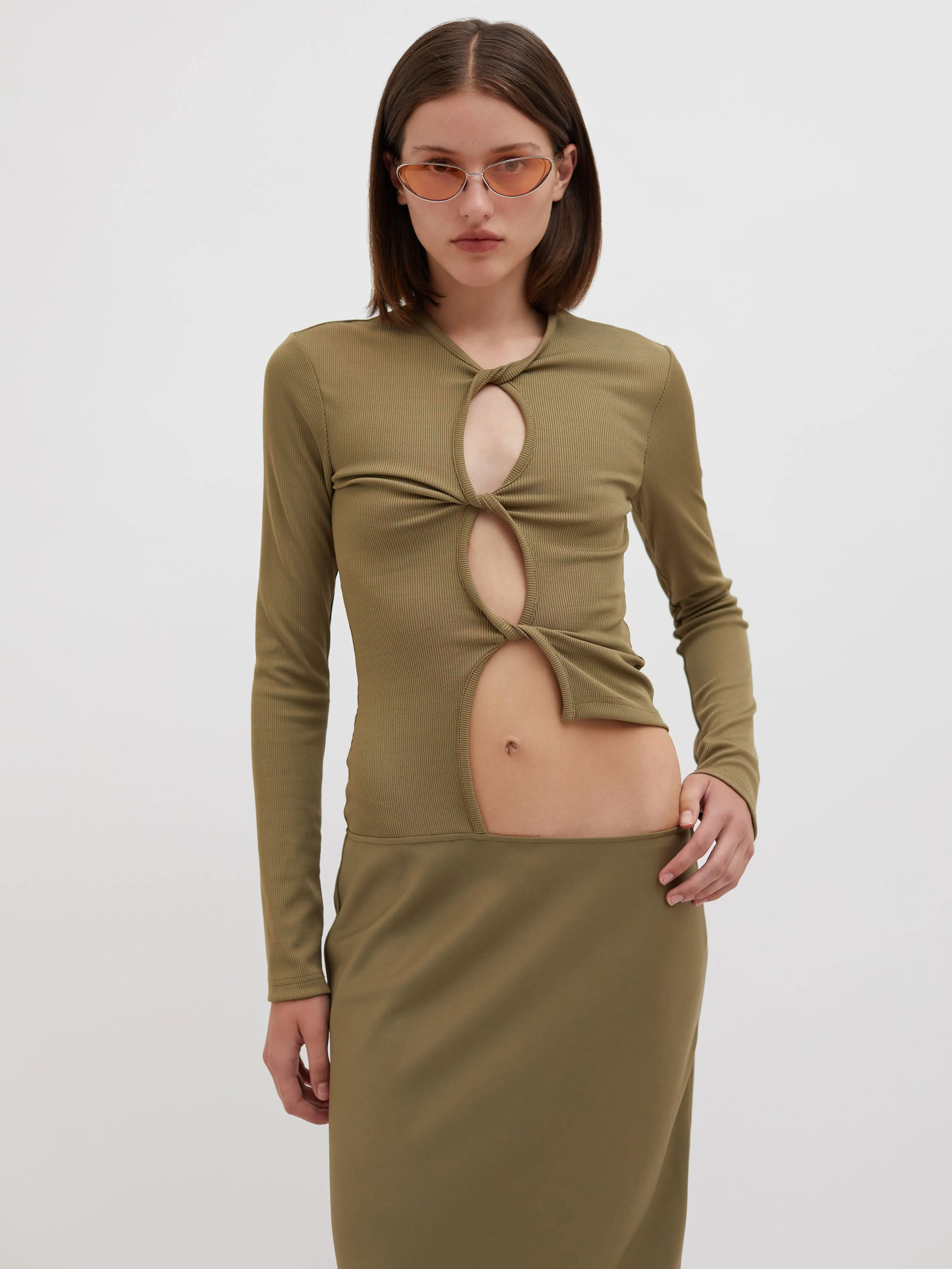 Open Twist Satin Long Sleeve Dress sold by Christopher Esber product image thumbnail 2