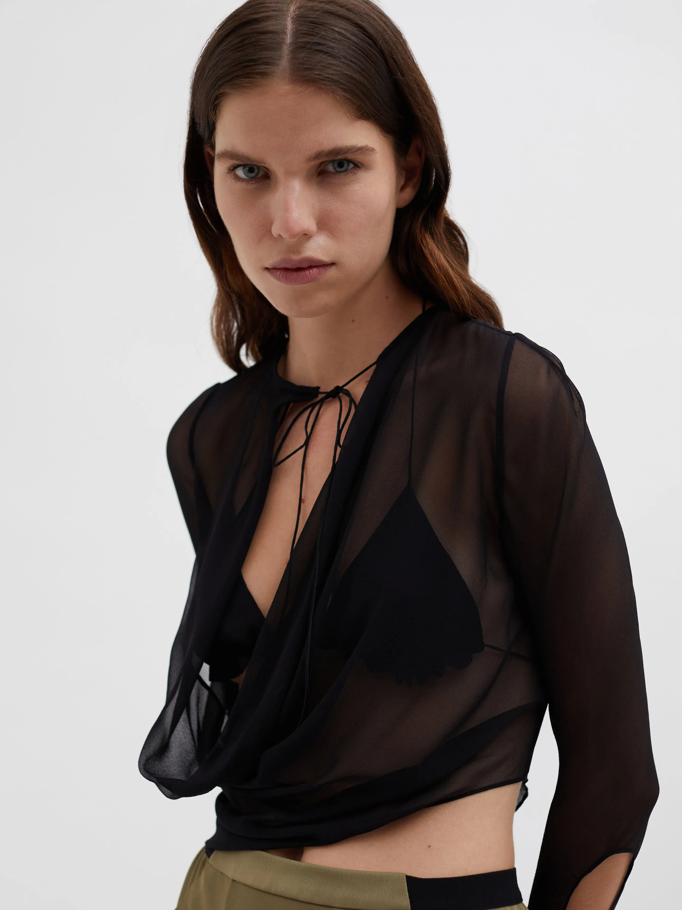 Mobius Long Sleeve Tie Top sold by Christopher Esber