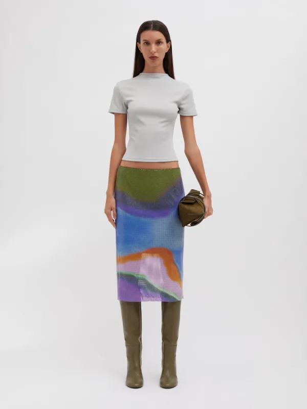 Aura Glowmesh Midi Skirt made by Christopher Esber