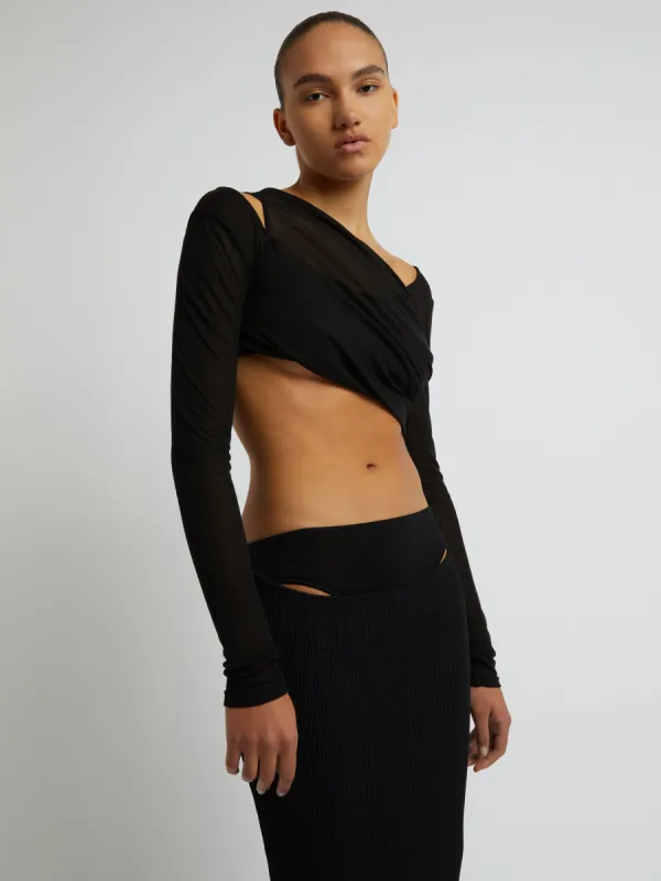 Folded Crop Long Sleeve Top made by Christopher Esber