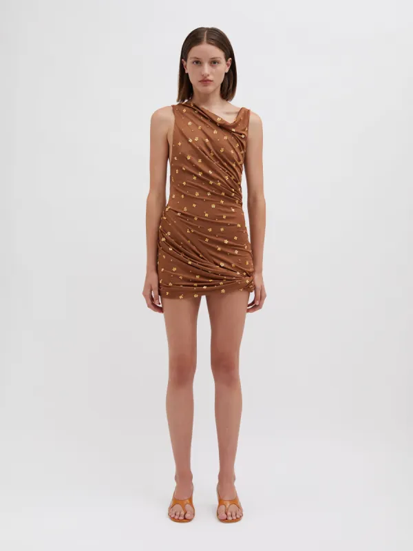 Verba Beaded Draped Mini Dress sold by Christopher Esber