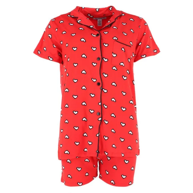 Joan Vass Women's Valentines Heart Short Sleeve Pajama Set sold by Belt Outlet