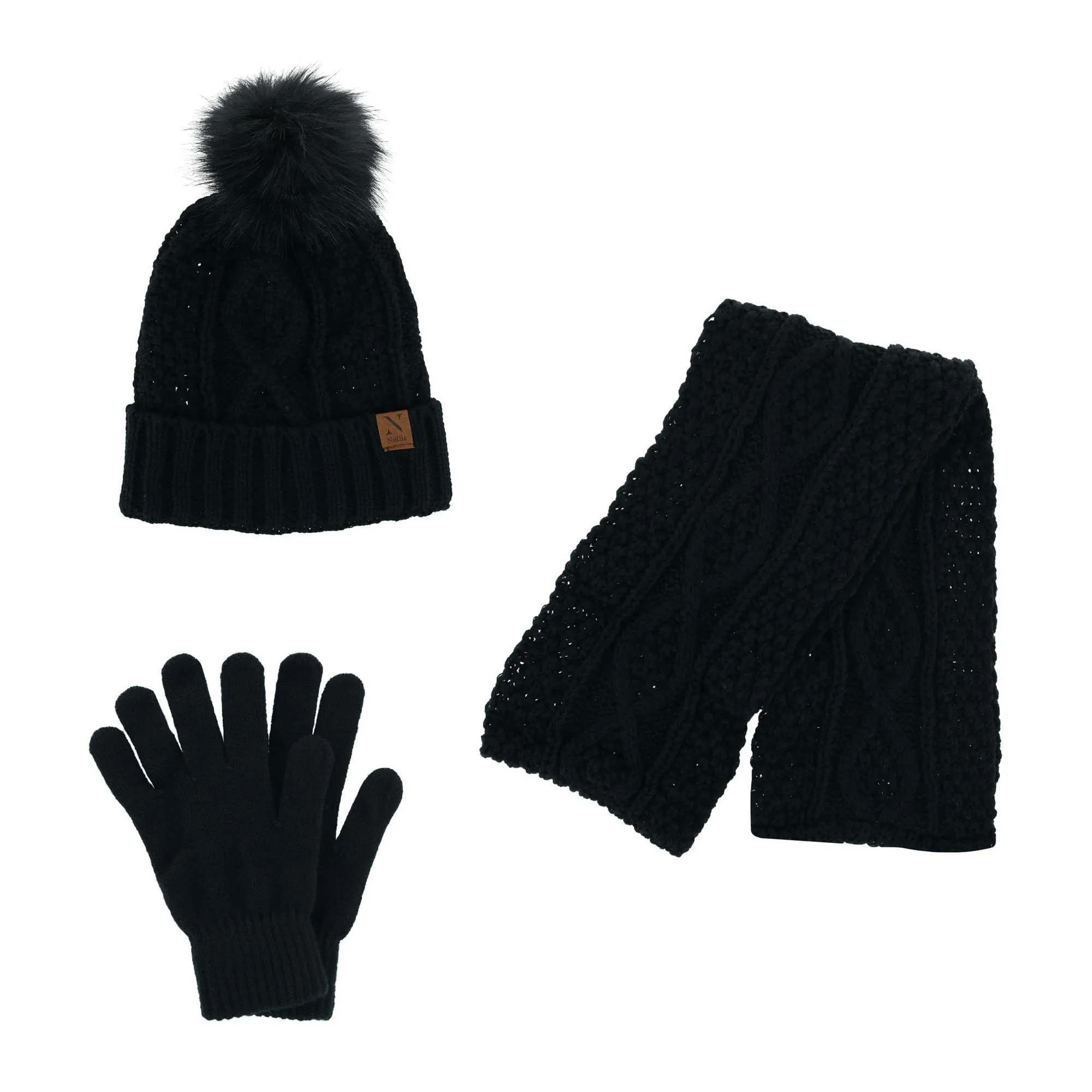 CTM® Women's Winter Knit Pom Hat Gloves & Infinity Scarf Set by Noillia sold by Belt Outlet product image thumbnail 3