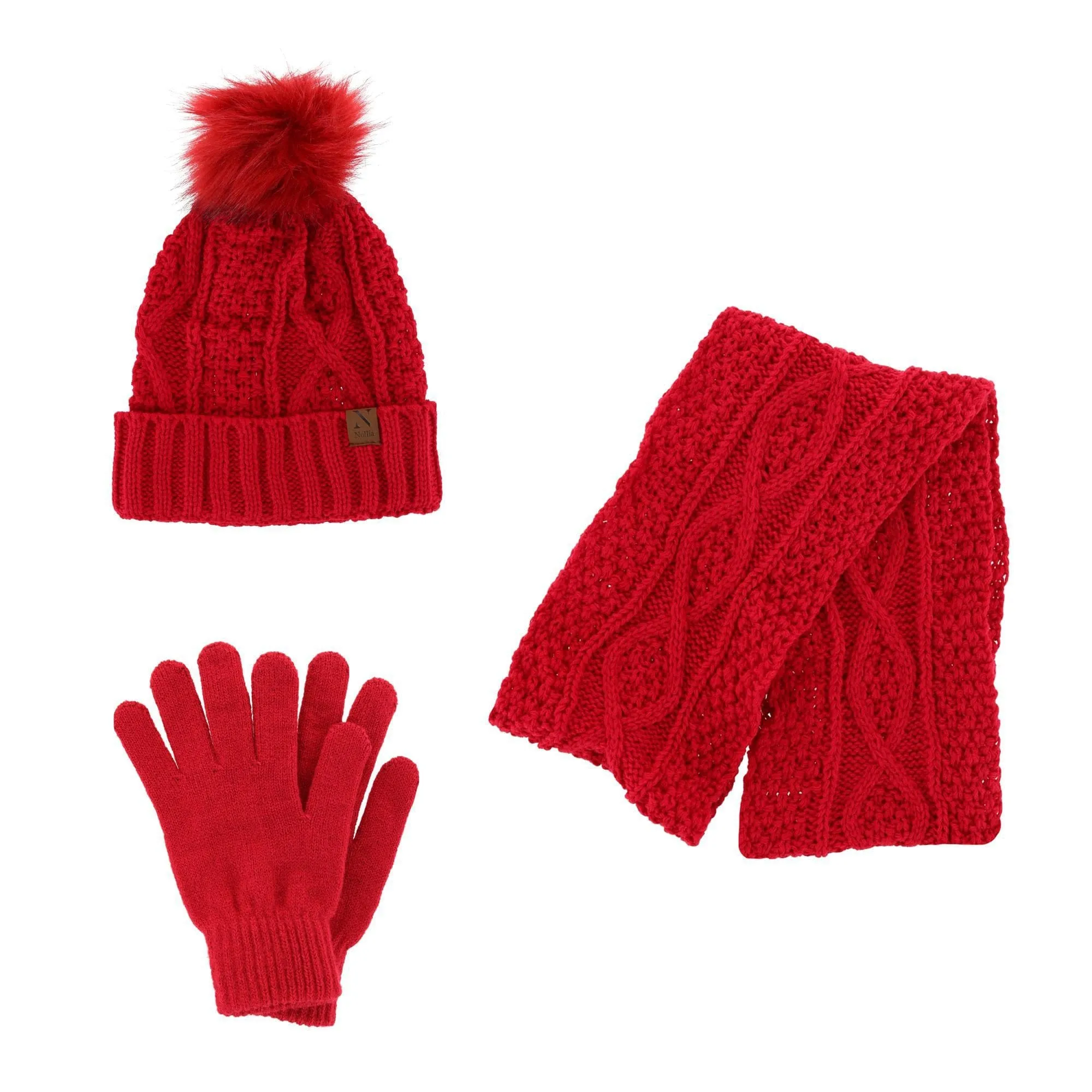 CTM® Women's Winter Knit Pom Hat Gloves & Infinity Scarf Set by Noillia sold by Belt Outlet