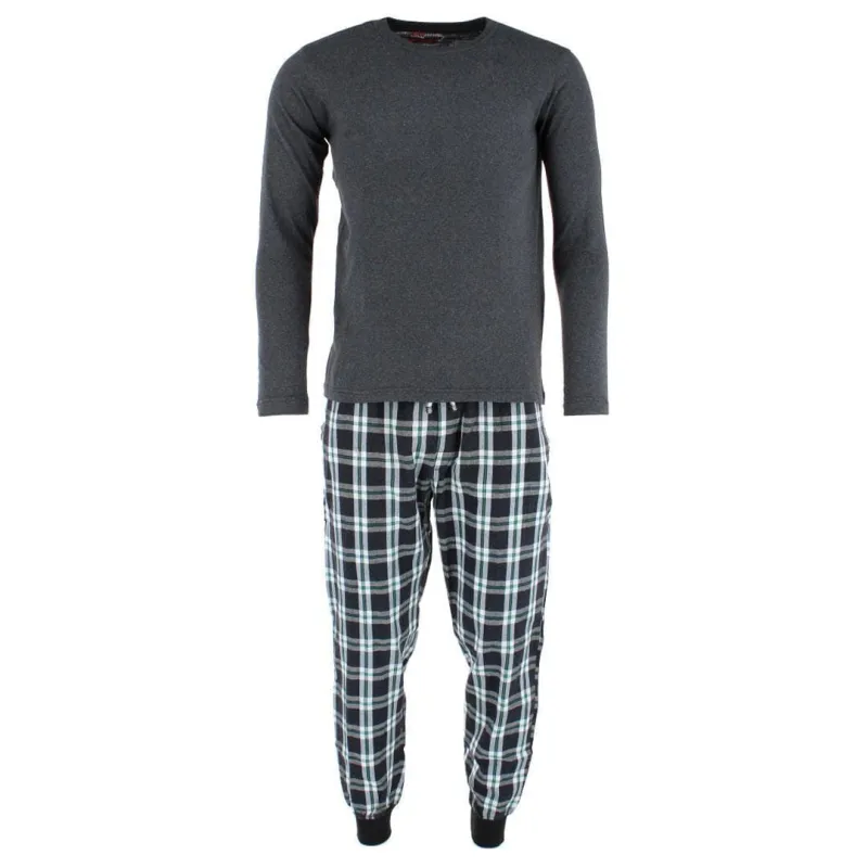 Ten West Apparel Men's Plaid Jogger and Crew Long Sleeve Pajama Set sold by Belt Outlet