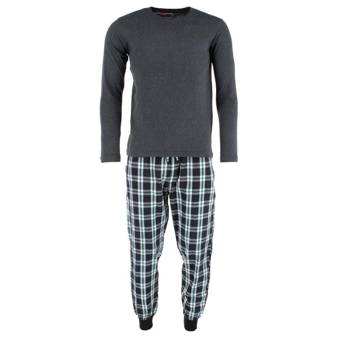 Ten West Apparel Men's Plaid Jogger and Crew Long Sleeve Pajama Set sold by Belt Outlet