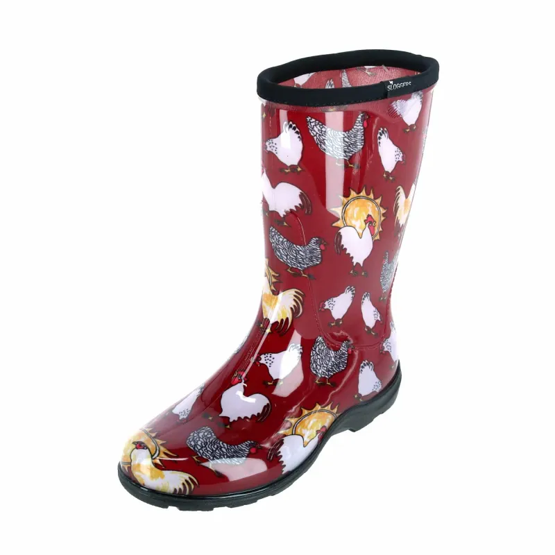 Sloggers Women's Chicken Print Rain and Garden Boots made by Sloggers