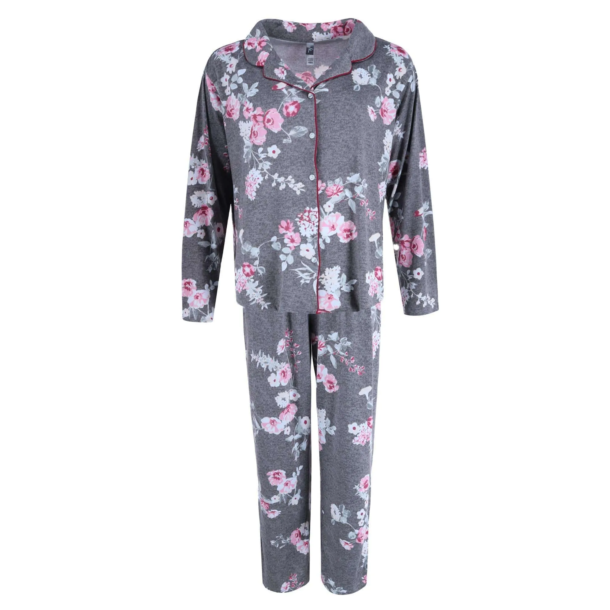 PJ Couture Women's Plus Size Floral Print Notch Pajama Set sold by Belt Outlet product image thumbnail 2