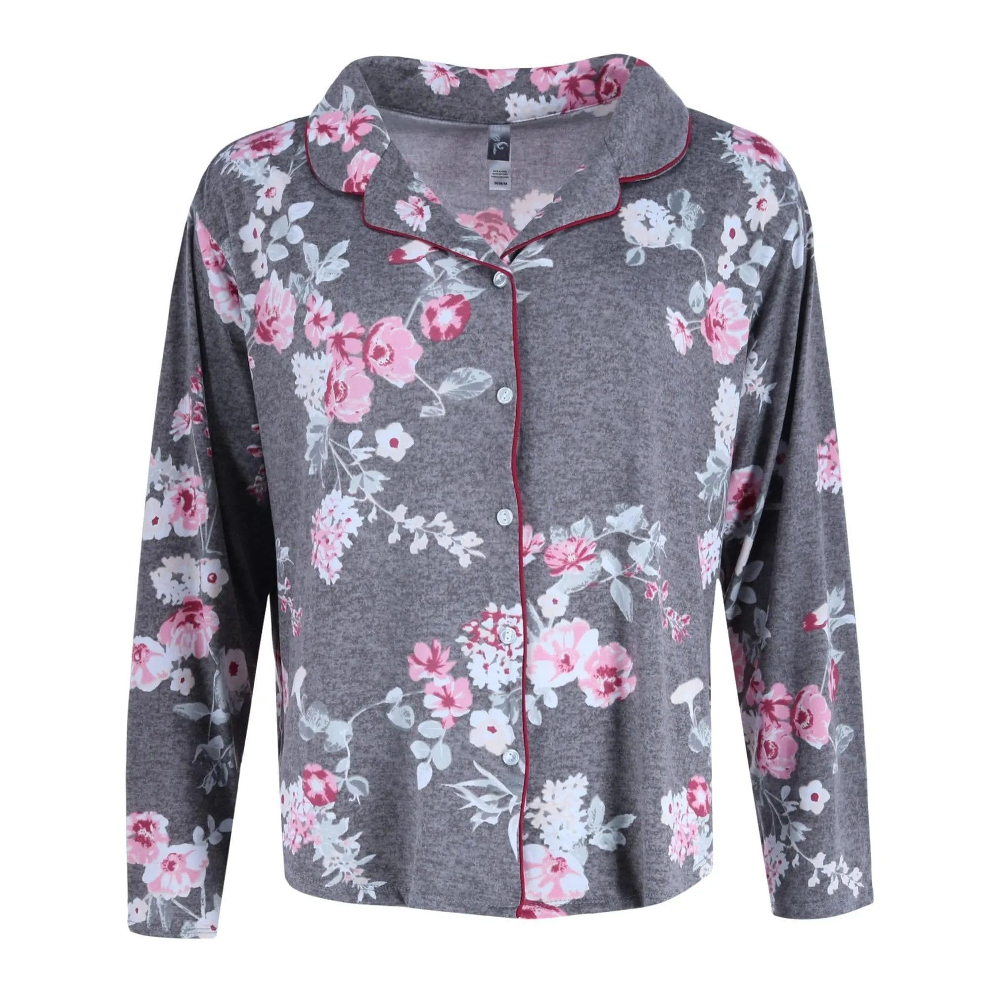 PJ Couture Women's Plus Size Floral Print Notch Pajama Set sold by Belt Outlet product image thumbnail 4