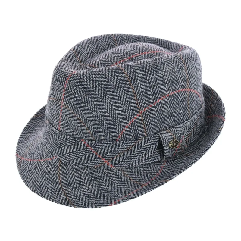 Epoch Hats Company Men's Classic Plaid Wool Fedora Hat made by Belt Outlet