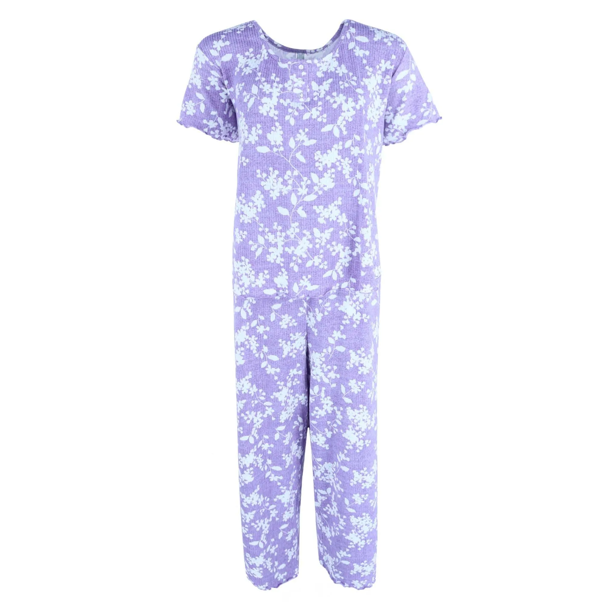 PJ Couture Women's Plus Size Lightweight Ribbed Tropical Print Pajama Set sold by Belt Outlet product image thumbnail 3
