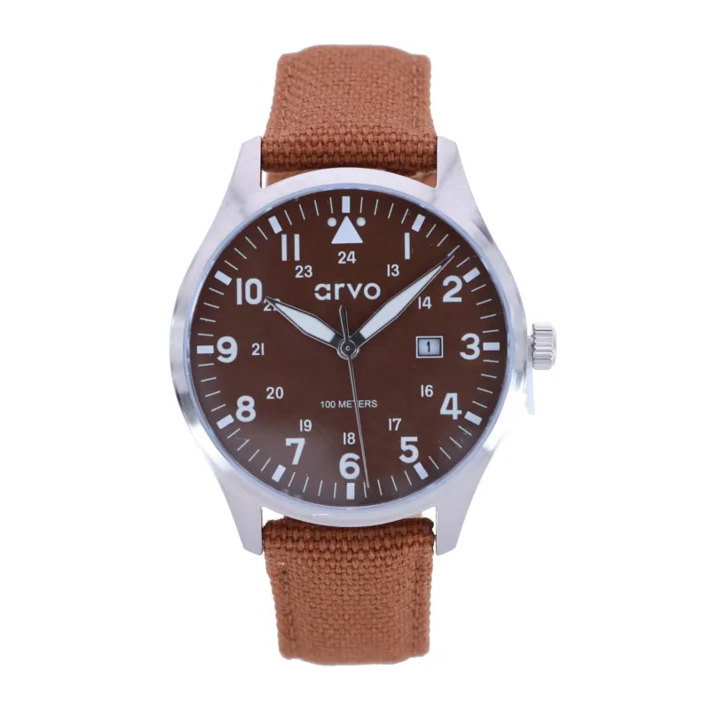 Arvo Rove Field Brown Face Watch made by Belt Outlet