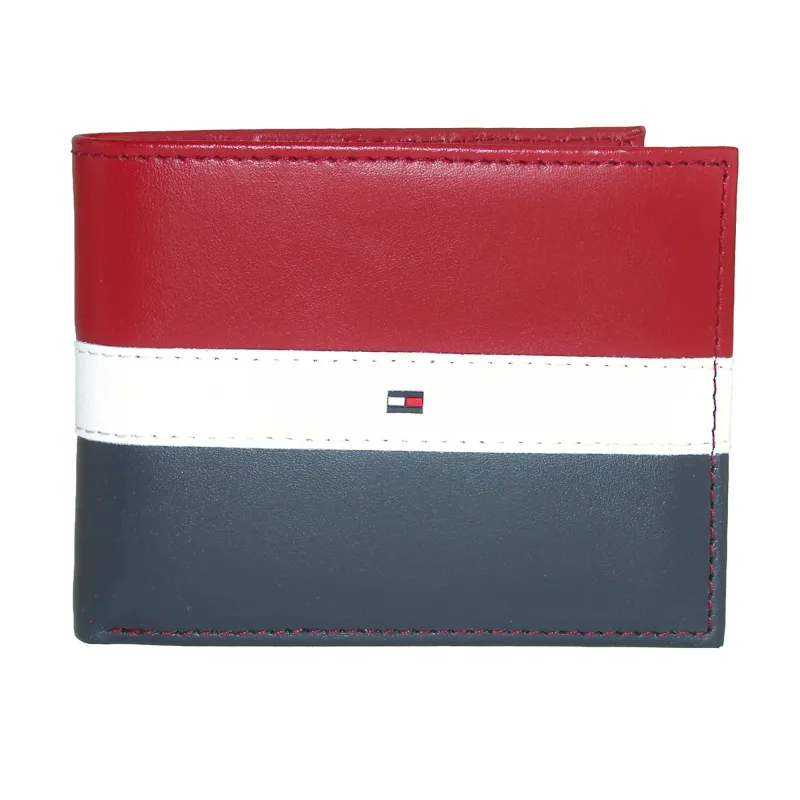 Tommy Hilfiger Men's Leather Americana Stripe Bifold Wallet made by Tommy Hilfiger