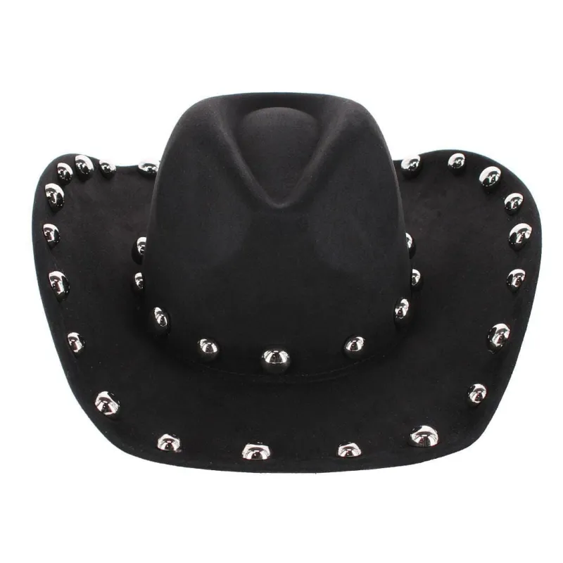 CTM® Women's Western Ball Studded Trim Cowboy Hat made by Belt Outlet