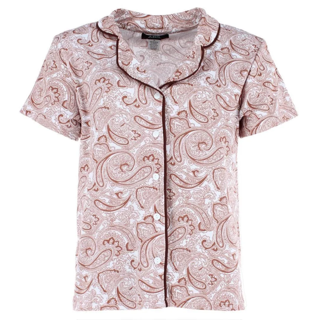 CTM® Women's Patterned Button Down Short Sleeve Pajama Set sold by Belt Outlet product image thumbnail 4