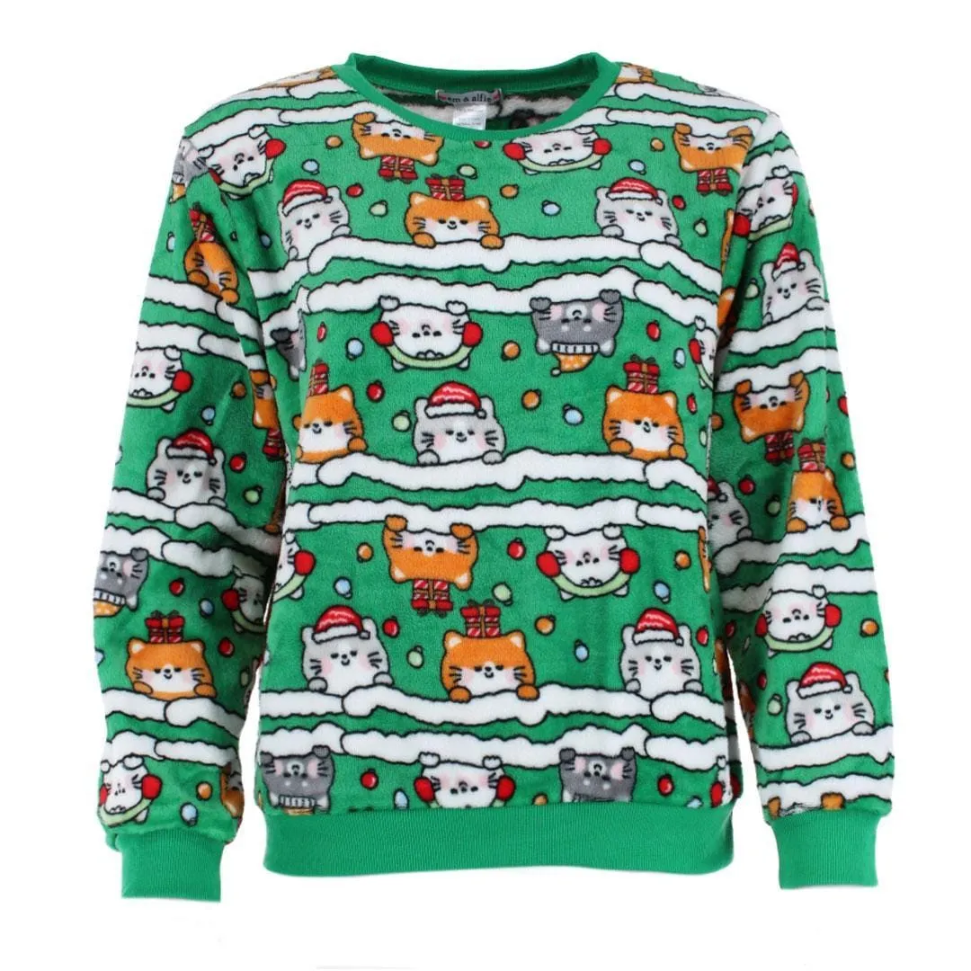 em & alfie Women's Christmas Kitty Plush Folded Gift Pajama Set sold by Belt Outlet product image thumbnail 4