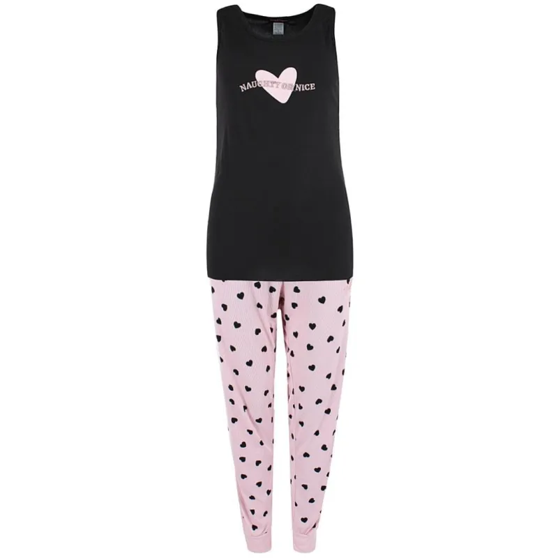 Grumpy & Gorgeous Women's Plus Size Naughty or Nice Heart Jogger Pajama Set sold by Belt Outlet