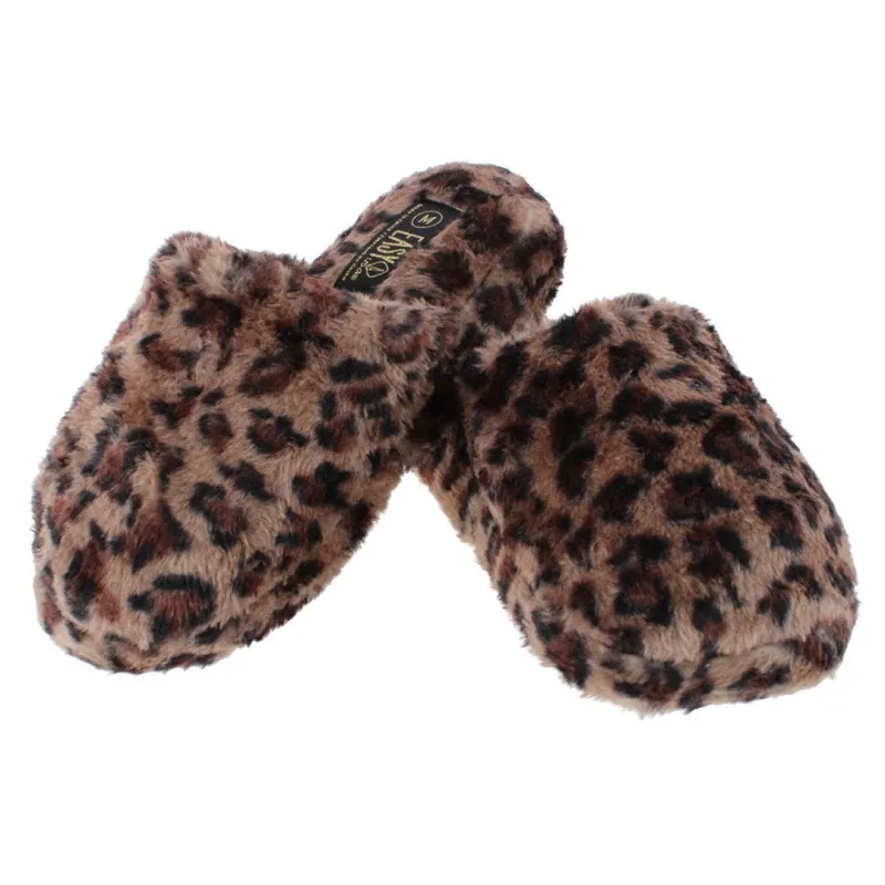 CTM® Women's Plush Animal Print Slippers sold by Belt Outlet