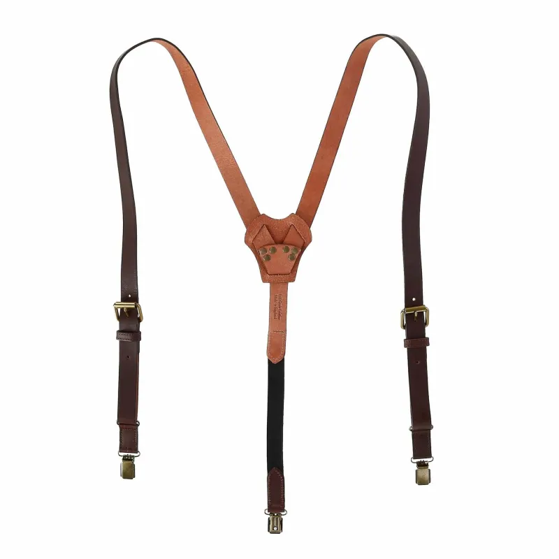 CrookhornDavis Men's The Bristol Clip End Leather Braces with Elastic Backstrap made by Belt Outlet
