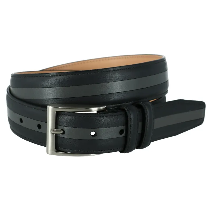 CrookhornDavis Men's The Slate Italian Calfskin Two Tone Inlay Golf Leather Belt made by Belt Outlet