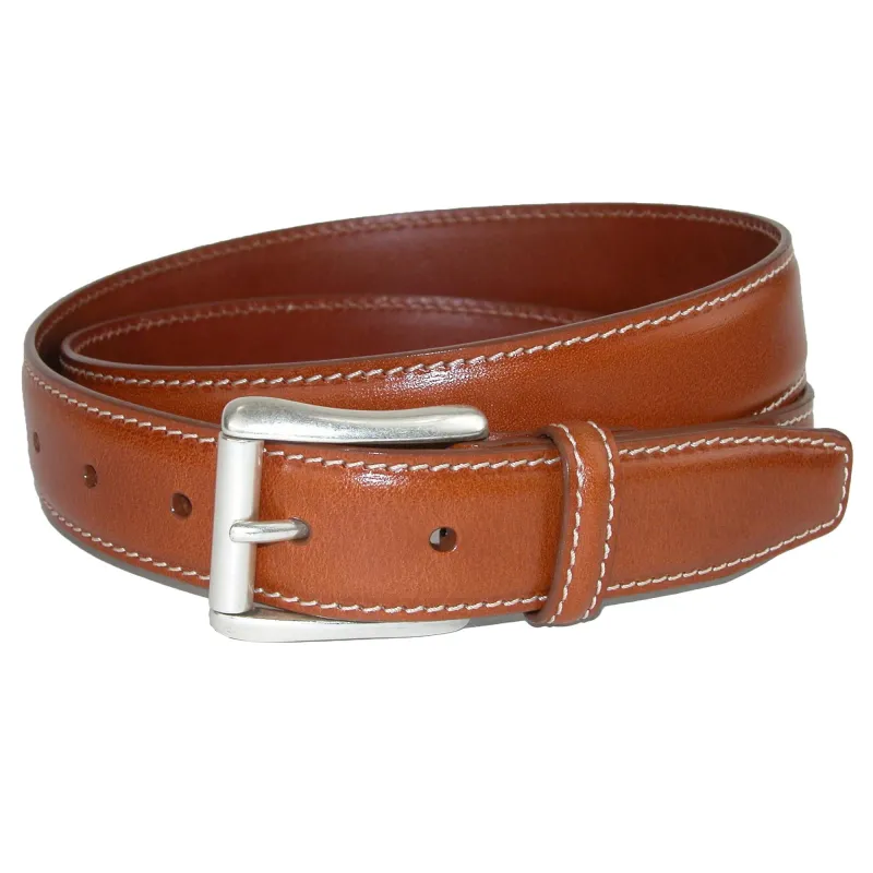 CrookhornDavis Men's Ciga Calfskin Leather Casual Belt with Contrast Stitch sold by Belt Outlet