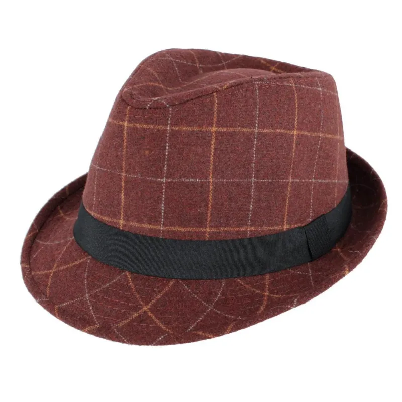 San Diego Hat Company Men's Plaid Fedora for Grosgrain Hatband made by San Diego Hat Company