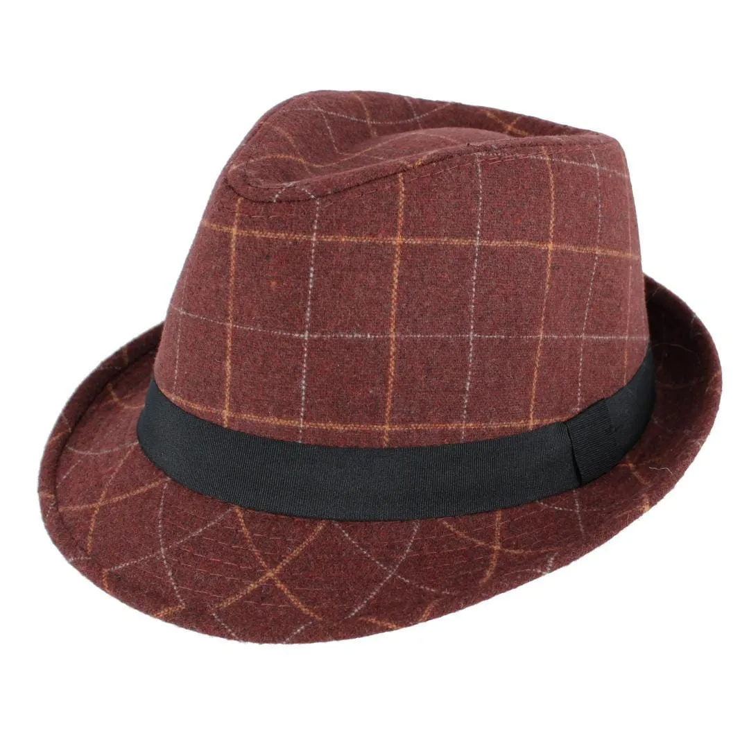 San Diego Hat Company Men's Plaid Fedora for Grosgrain Hatband sold by Belt Outlet