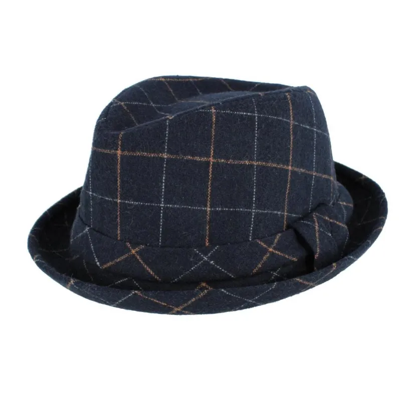 San Diego Hat Company Men's Windowpane Plaid Fedora with Matching Hatband made by San Diego Hat Company