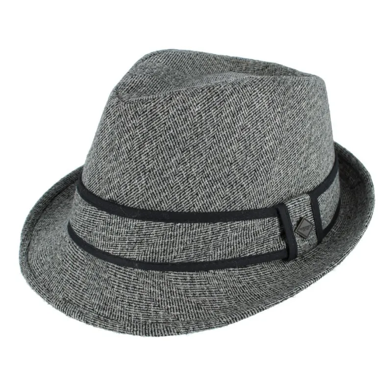 San Diego Hat Company Men's Tweed Fedora with Trim Hatband sold by Belt Outlet