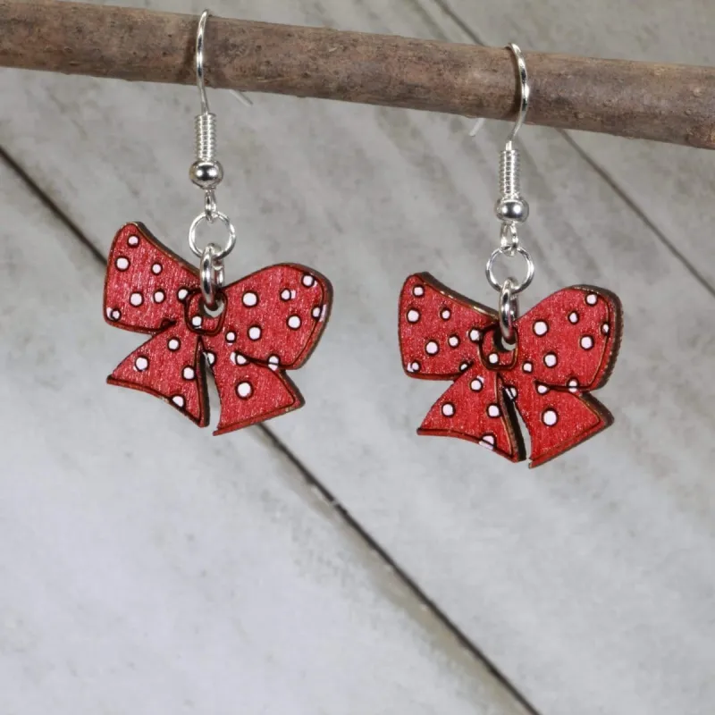 Cate's Concepts, LLC Women's Red Bow Wooden Dangle Earrings sold by Belt Outlet
