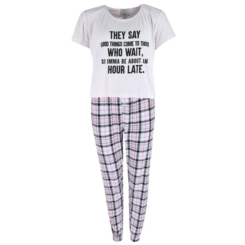 Mentally Exhausted Women's Hour Late Plus Size Pajama Jogger Set sold by Belt Outlet
