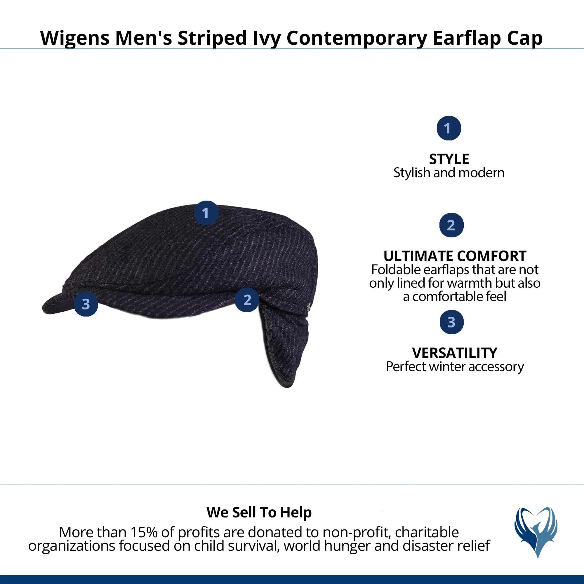 Wigens Men's Striped Ivy Contemporary Earflap Cap sold by Belt Outlet product image thumbnail 5