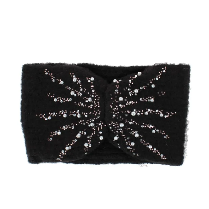 David & Young Women's Cinched Knit Winter Headwrap with Stone Detail sold by Belt Outlet