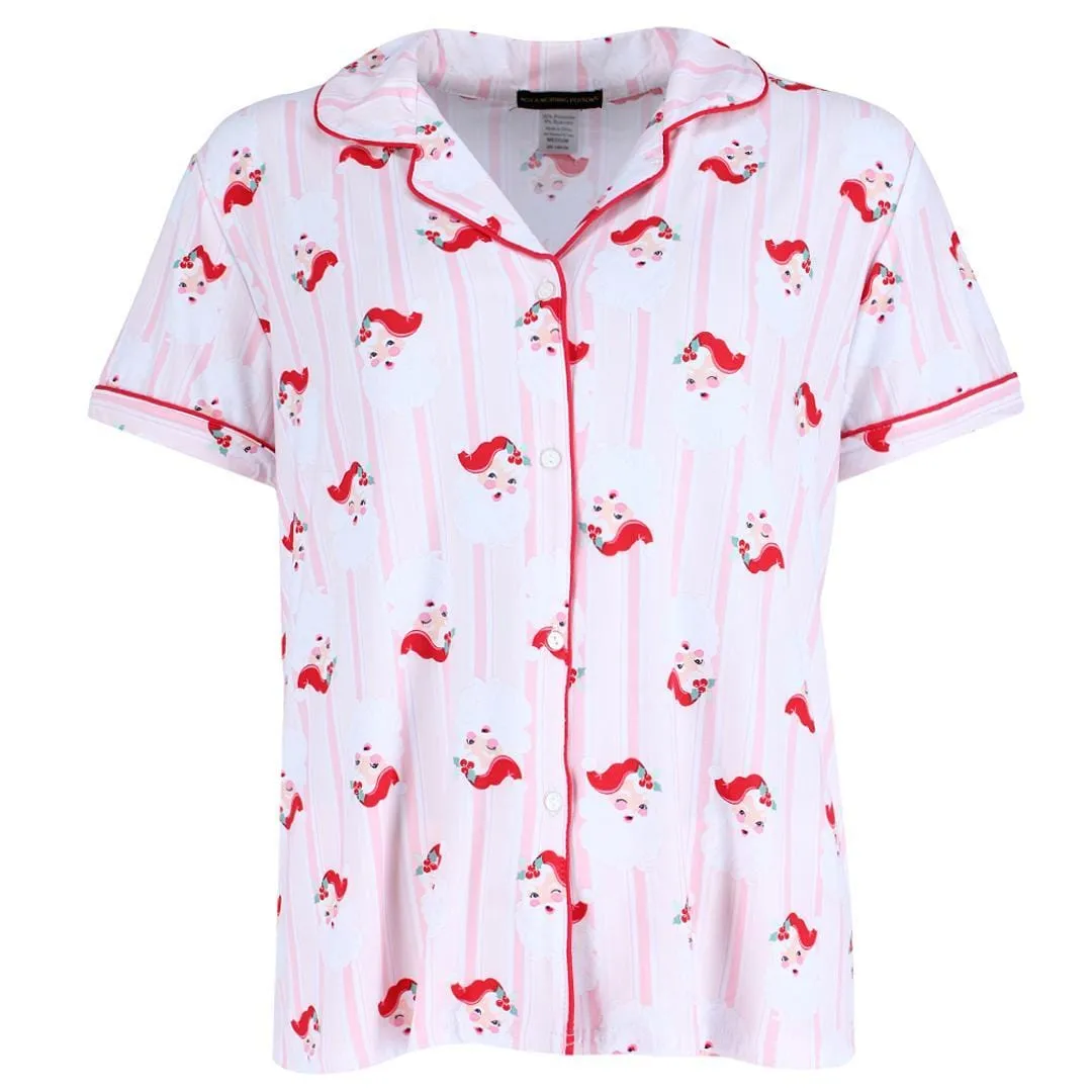 Not a Morning Person Women's Santa Stripe Notch Collar Short Sleeve Pajama Set sold by Belt Outlet product image thumbnail 4