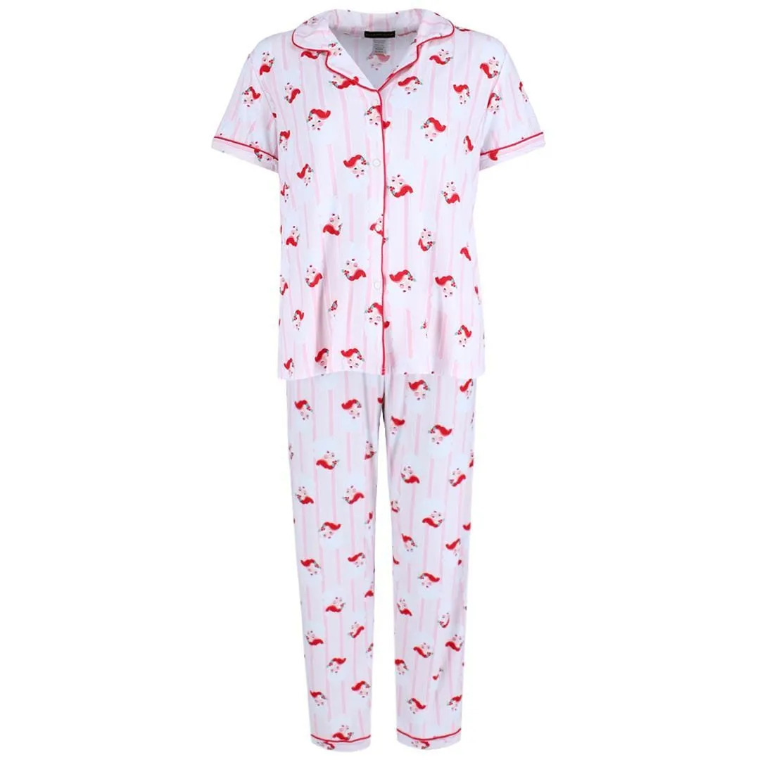Not a Morning Person Women's Santa Stripe Notch Collar Short Sleeve Pajama Set sold by Belt Outlet product image thumbnail 2