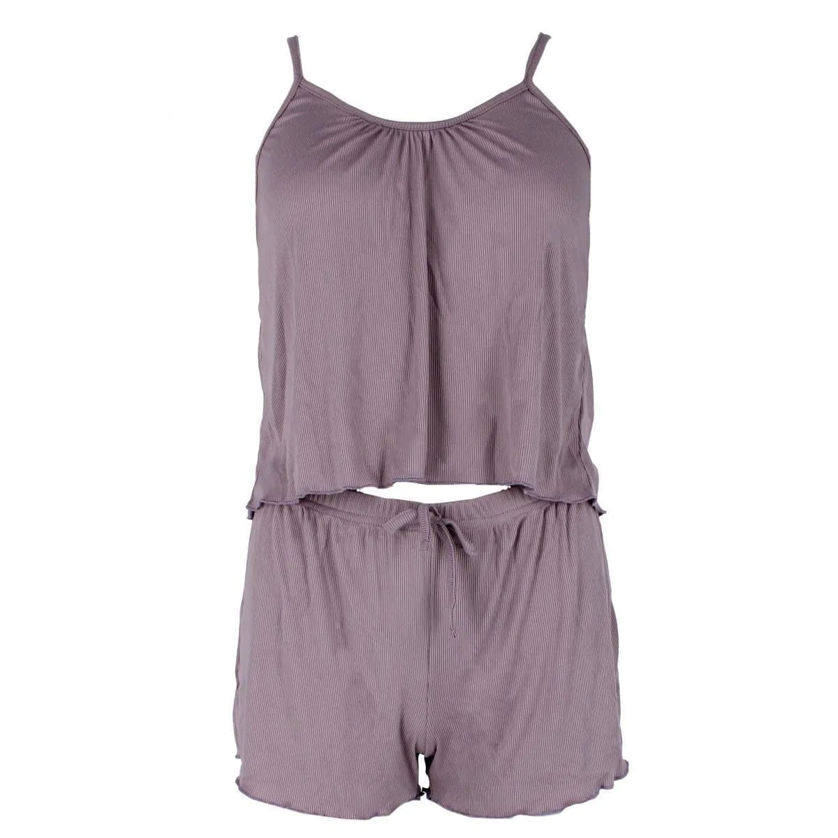 Not Tired Women's Plus Size Ribbed Cami and Shorts Pajama Set sold by Belt Outlet product image thumbnail 2
