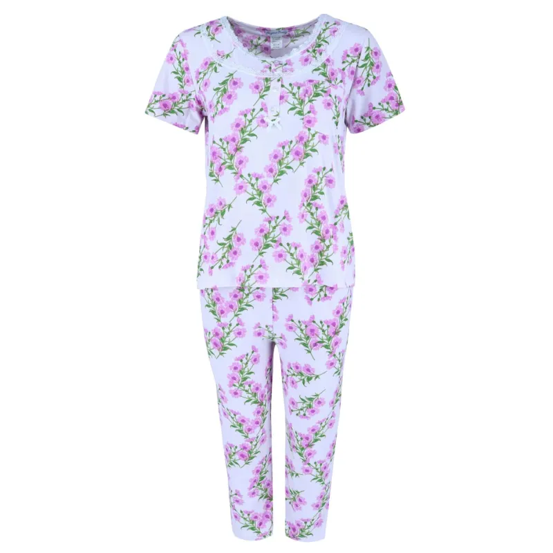Elegant Emily Women's Floral Capri Sleep Set made by Belt Outlet